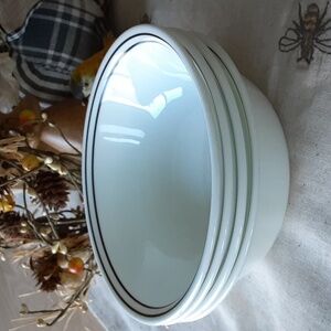 Corelle GLOBAL STRIPES White w/ Black Stripes Cereal Bowls 6.25" Set of 4